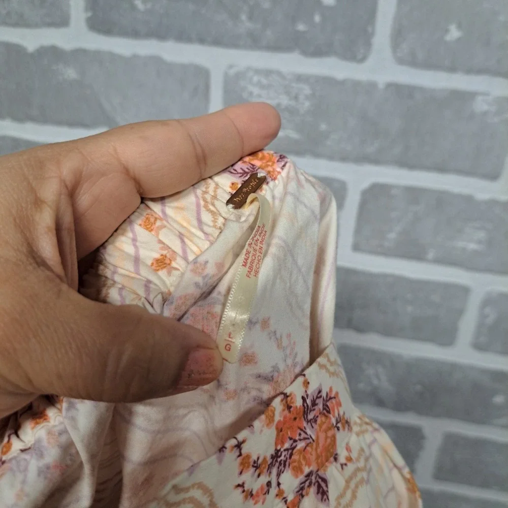 FREE PEOPLE Gaia Floral Printed Skirt Mini Ivory Combo Pockets Poplin Size Large
